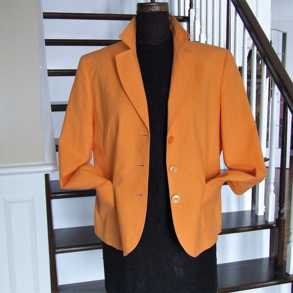 Steilmann Orange Summer Linen Cotton Lined Jacket 14 L - Picture 4 of 9